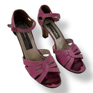Andrew Geller Pink Leather Strap Heels Womens Size 8.5 M